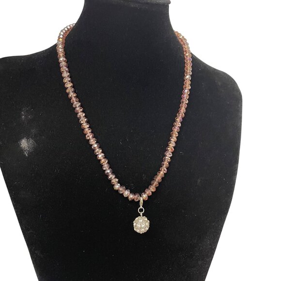 Handcrafted Beaded Crystal Necklace & Bracelet Set With Rhinestone Pendant Elega - Picture 4 of 7